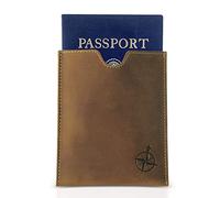 Wanderings Porta Pasaportes De Cuero - Billetera De Pasaporte De Cuero Genuino con Bloqueo RFID - Funda De Bolsillo para Pasaporte Hecha A Mano Ideal para Viajar - 13 x 11 cm