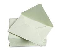 Wanderings Sobres Verdes Gruesos Hechos a Mano con Borde Irregular - 11 x 16 cm - Paquete de 25 - Para Anuncios, Invitaciones de Boda, Reservación de Fechas, Manualidades, Baby Shower, 250 GSM