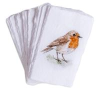 Wanderings Tarjetas de Papel Blanco Hechas a Mano con Borde Crudo - Solo 5x9 cm - Paquete de 50 - Ideal para Acuarela, Etiquetas de Regalo, Etiquetas de Precios, Tarjetas de Lugar - Grueso 150 GSM