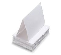 Wanderings Tarjetas Plegables Hechas a Mano Borde Desgarrado - Plegadas a 2"x3,5" / 5x9 cm - 150 GSM - Pack 25 - Algodón Texturizado - Nombres en Blanco, Mesas, Etiquetas de Regalo, Notas de Amor