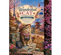 Wanderlust Cat Coloring Book for Adults: Adorable Around-the-World Adventures Through Paris, Santorini, Tokyo, Ancient Wonders and Dream Destinations