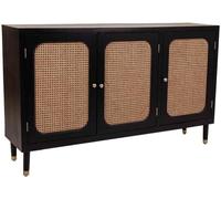 Wanderlust deco Aparador de madera y rejilla de bambú negro 152,5x38x91,5