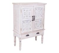 WANDERLUST DECO Armario de Madera Tallada Blanco 80x36x110