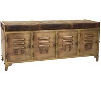 Wanderlust deco Banco de metal y piel marrón 120x40x51