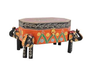 WANDERLUST DECO Baul joyero de madera pintado artesanal marrón