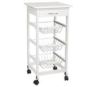 WANDERLUST DECO Carro de Cocina de Madera Blanco 37x37x76h cm