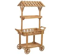 WANDERLUST DECO Carro expositor-estantería de madera con 3 bandejas 90x47x137h cm