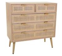 WANDERLUST DECO Comoda de Madera y Rattan de Ocho cajones