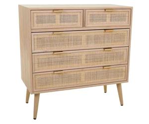 WANDERLUST DECO Comoda de Madera y Rattan de Ocho cajones