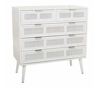 WANDERLUST DECO Comoda de Madera y Rattan lacada Blanco con Ocho cajones