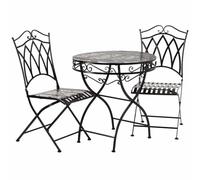 WANDERLUST DECO Conjunto Mesa y 2 sillas de forja negas