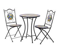 WANDERLUST DECO Conjunto Mesa y Dos sillas de Mosaico y forja Negro Mesa