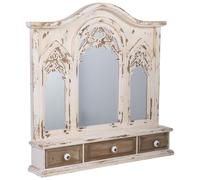 WANDERLUST DECO Espejo de tocador de Madera con 3 cajones Blanco 90x17.5x84.5h cm