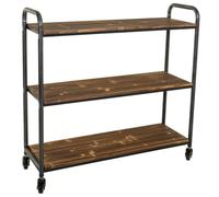 WANDERLUST DECO Kit estanteria de Madera y Metal de Tres baldas con Ruedas