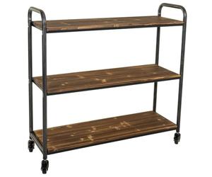 WANDERLUST DECO Kit estanteria de Madera y Metal de Tres baldas con Ruedas