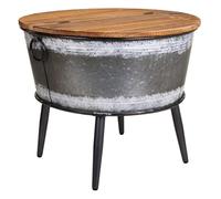 Wanderlust deco Mesa baúl de metal y madera gris d60x51,5