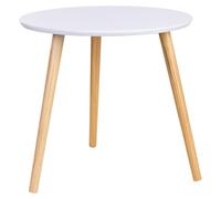 WANDERLUST DECO - Mesa Auxiliar de Madera Blanca 3 Patas 50x50x46 cm - Mesa Compacta para Salón Dormitorio Oficina - Mueble Funcional y Decorativo
