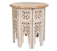 WANDERLUST DECO Mesa de Centro de Madera Artesanal Blanco 45x45x45