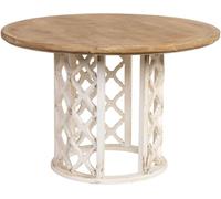 Wanderlust deco Mesa de comedor de madera marrón y blanca 120x120x79h cm