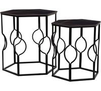Wanderlust deco Mesas set 2pzas de metal negro 34x34x52h-39x39x57h cm