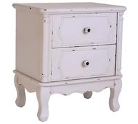Wanderlust deco Mesita de madera envejecido de 2 cajones 50x36x55h cm - blanco