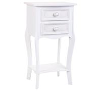 WANDERLUST DECO Mesita de Madera de 2 cajones y 1 balda Blanco 38x31.5x71
