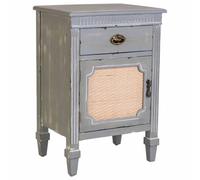WANDERLUST DECO Mesita de Madera lacada Azul y Rejilla 46x36x68h cm