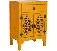 WANDERLUST DECO Mesita de Madera lacada de 1 cajón y 2 Puertas 48x32x70h cm - Amarillo