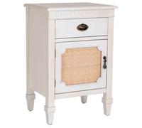 WANDERLUST DECO Mesita de Madera lacada y Rejilla de 1 cajón y 1 46x36x68h cm - Blanco