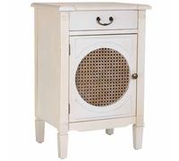 Wanderlust deco Mesita de madera lacada y rejilla de 1 cajón y 1 46x36x68h cm - blanco