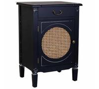 Wanderlust deco Mesita de madera lacada y rejilla de 1 cajón y 1 46x36x68h cm - negro