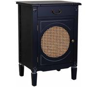 WANDERLUST DECO Mesita de Madera lacada y Rejilla de 1 cajón y 1 46x36x68h cm - Negro