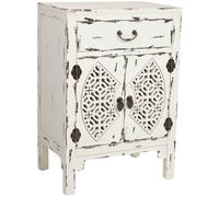 WANDERLUST DECO Mesita de Madera Lacado de 1 cajón y 2 Puertas 48x32x70h cm - Blanco