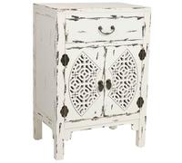 WANDERLUST DECO Mesita de Madera Lacado de 1 cajón y 2 Puertas 48x32x70h cm - Blanco