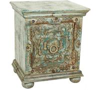 Wanderlust deco Mesita de madera tallada verde 50x40x59
