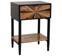 WANDERLUST DECO Mesita de Madera y Metal de 1 Cajon y 1 balda Marron 41x32x60