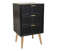 Wanderlust deco Mesita de madera y rejilla lacado negra 42x36,5x71