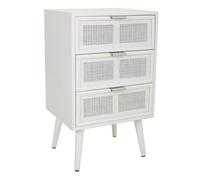 WANDERLUST DECO Mesita de Madera y Rejilla Lacado en Blanco con Tres Puertas