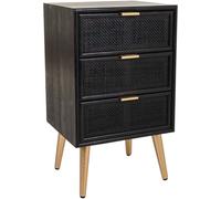 WANDERLUST DECO Mesita de Madera y Rejilla lacada en Negro