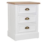 WANDERLUST DECO Mesita de Noche Blanca de Madera con 3 Cajones - 45x35x60h Cm