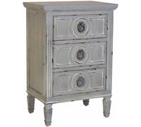 WANDERLUST DECO Mesita de Noche de Madera con Tres cajones Gris 46x32.5x67h cm