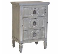 WANDERLUST DECO Mesita de Noche de Madera con Tres cajones Gris 46x32.5x67h cm