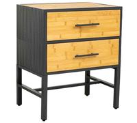 WANDERLUST DECO Mesita de Noche de Metal y Madera 2 cajones, negro50x35x60h cm