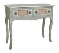 WANDERLUST DECO Recibidor de Madera y Rejilla bambú Gris 90x33x77