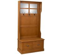 WANDERLUST DECO Recibidor Perchero de Madera con banqueta Marron 92x39,5x184