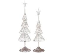 WANDERLUST DECO Set 2 arboles de Metal Blancos 15x15x53, 13x13x45h cm
