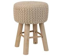 WANDERLUST DECO Taburete de Madera y algodón Trenzado Beige