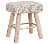 WANDERLUST DECO Taburete de Madera y algodón Trenzado blanco26x39x44h cm