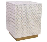 WANDERLUST DECO Taburete de Madera y capiz Beige 35x35x45h cm