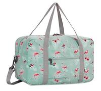 WANDF Bolsa de Mano Ryanair 40x30x20, Bolsa Deportiva Pequeña Plegable para Avión, Bolso de Viaje Fin de Semana Unisex Hombre y Mujer (B-Flamenco Azul 24L con Correa para el Hombro)